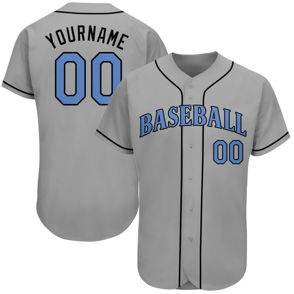 Custom Gray Light Blue-Black Authentic Father Day Baseball Jersey