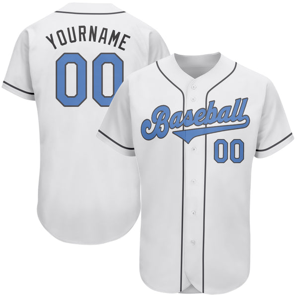 Custom White Light Blue-Dark Gray Authentic Father Day Baseball Jersey