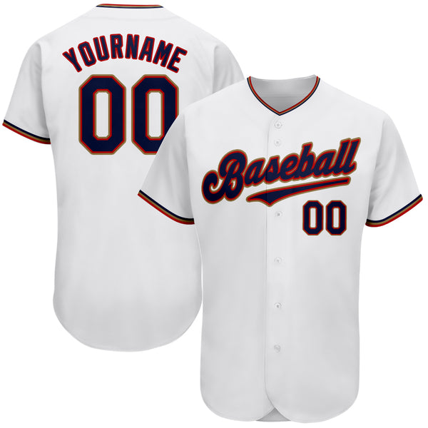 Custom White Navy-Red Authentic Baseball Jersey