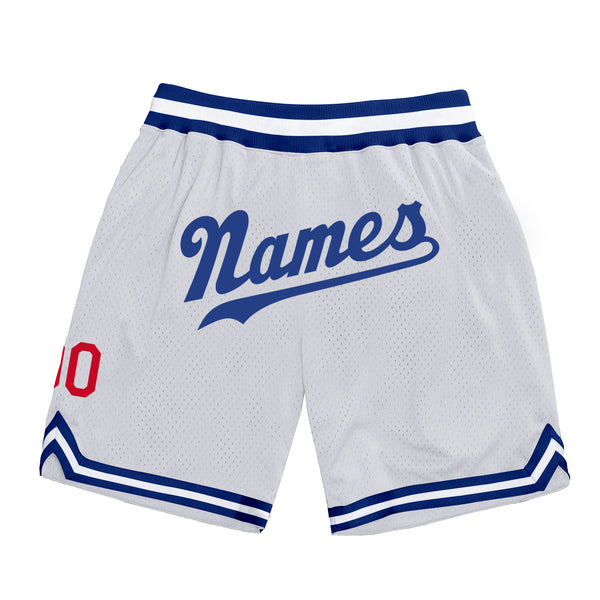 Custom White Royal-Red Authentic Throwback Basketball Shorts