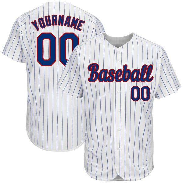 Custom White Royal Strip Royal-Red Authentic Baseball Jersey
