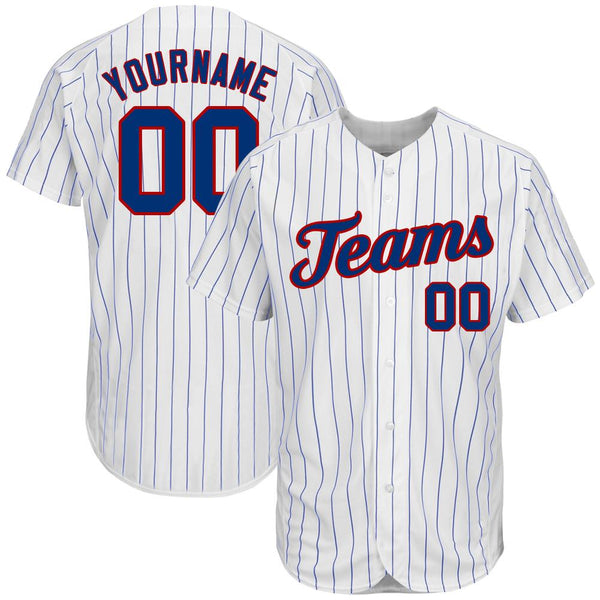 Custom White Royal Strip Royal-Red Authentic Baseball Jersey