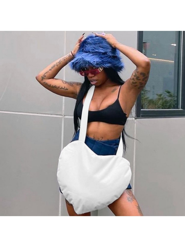 New Pure Color Heart One Shoulder Tote Bags