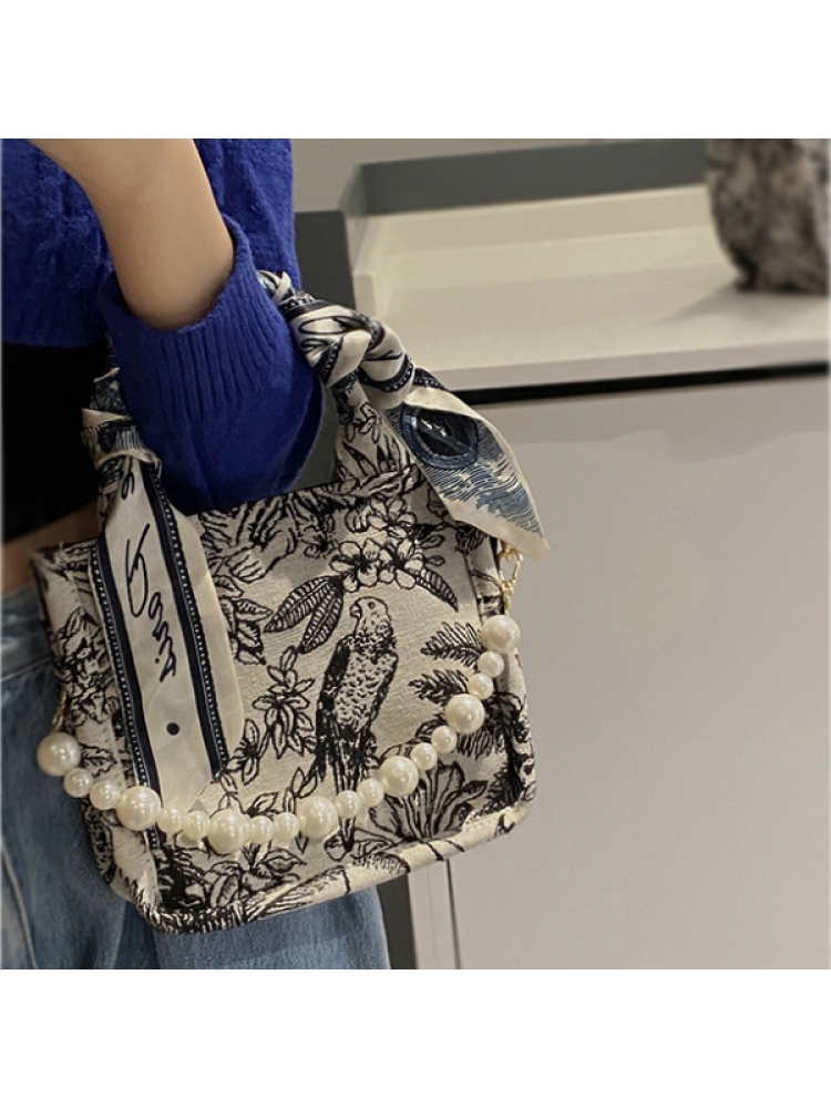 Fashion Faux Pearl Printing Women Tote Bag