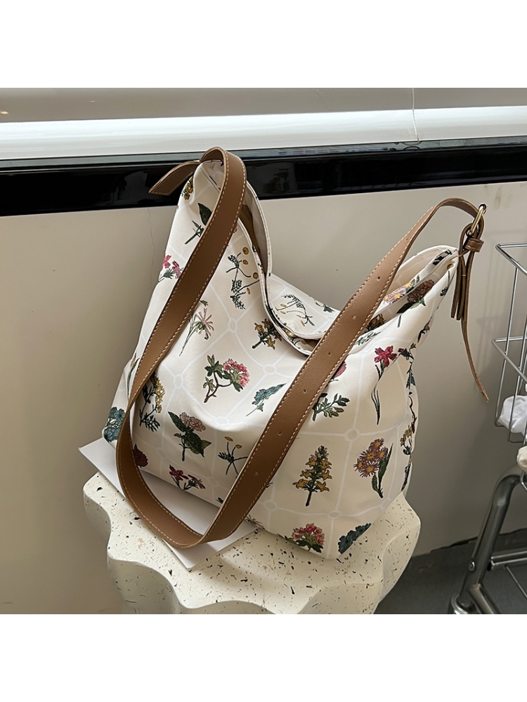 Casual Travel Flower Printed Tote Bags For School