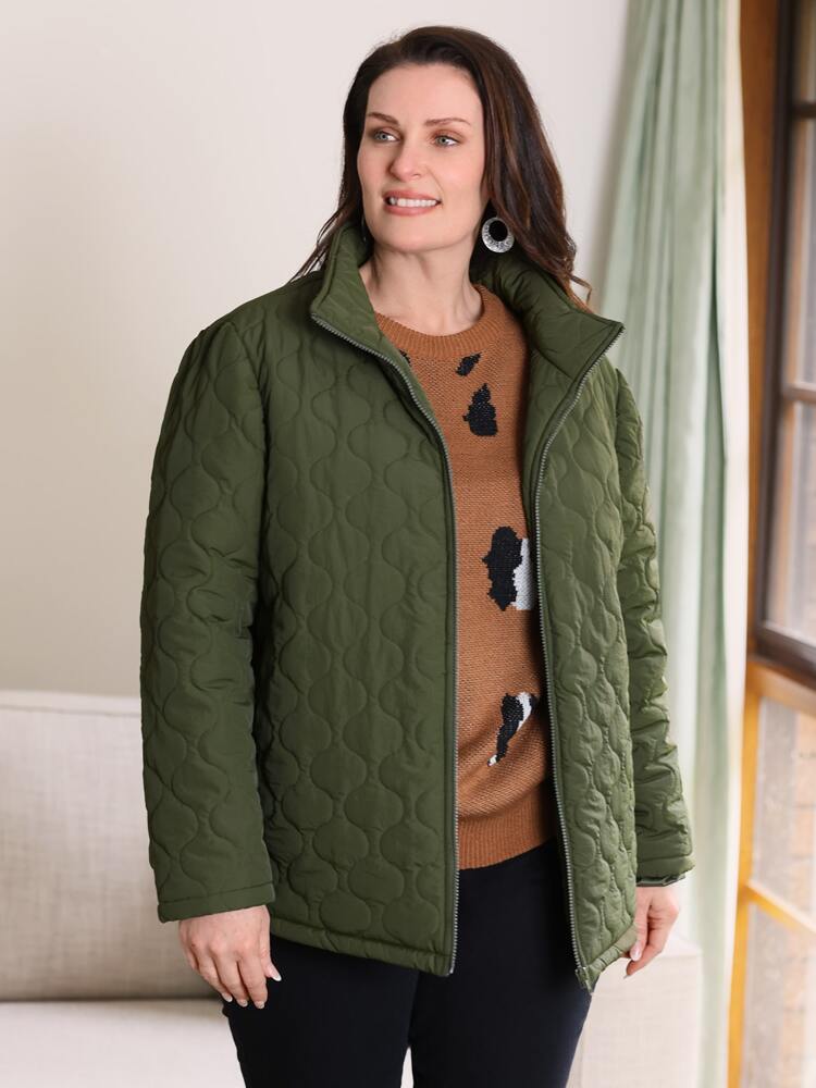Plus Zip Up Quilted Winter Coat