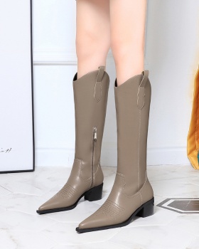 High-heeled retro boots pointed thigh boots for women