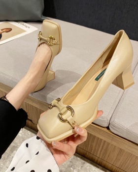 Square head middle-heel shoes thick footware