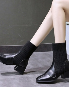 Square head middle-heel martin boots winter women boots