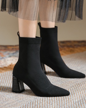 Elasticity thick boots pointed slim women boots
