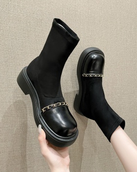 Soft soles round boots thick crust women boots for women