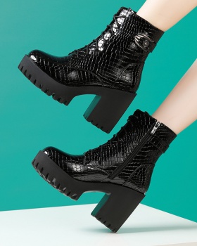 Patent leather short boots martin boots for women